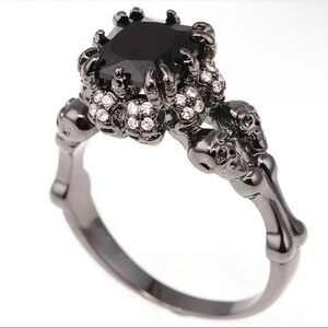 Jewelry | Skull Retro Gothic Style Ring Black Zirconia Size 7 9 | Poshmark
